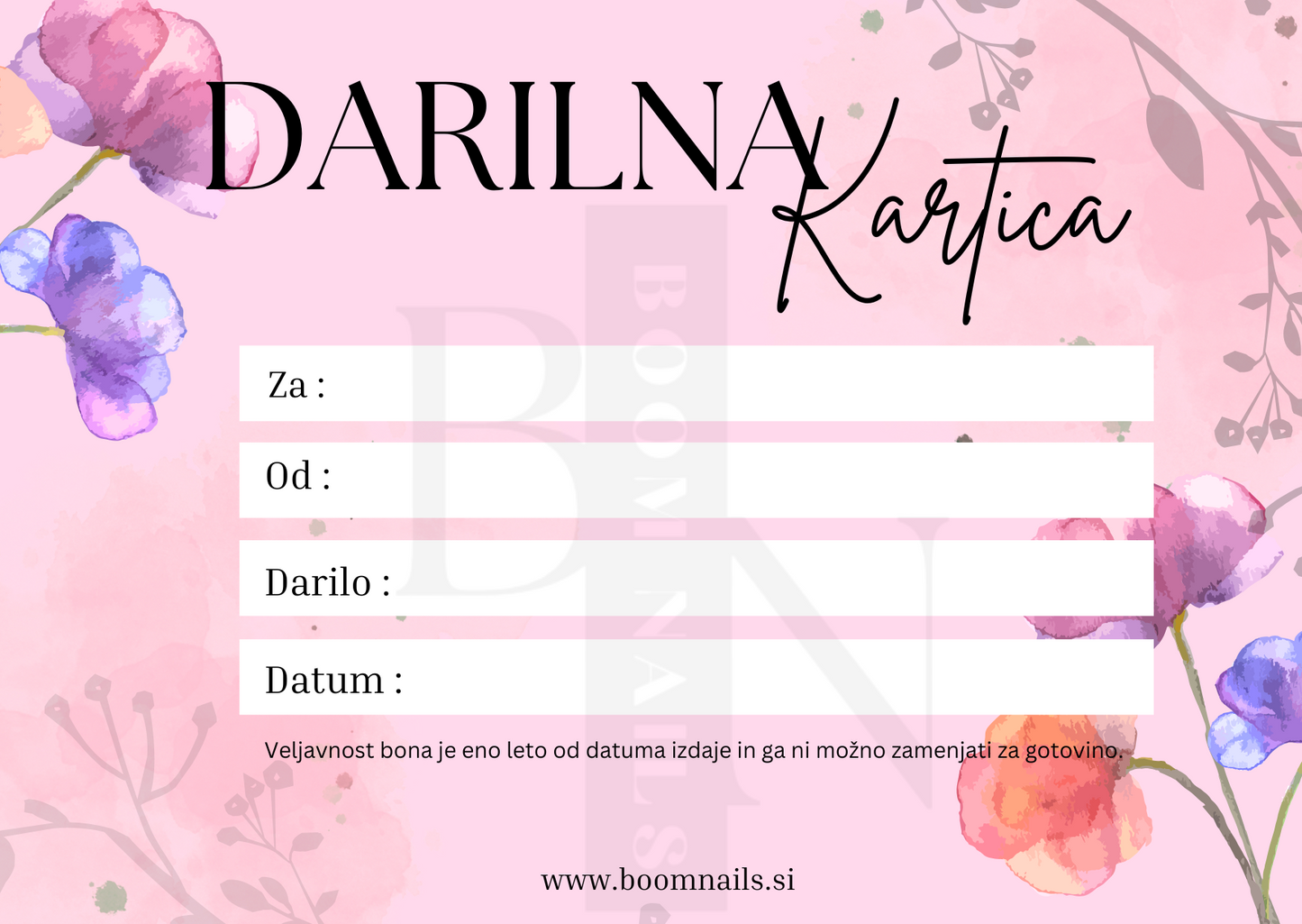 BoomNails Darilna kartica